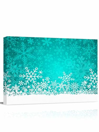 Teal Snowflakes Canvas Wall Art for Living Room Bedroom Winter
