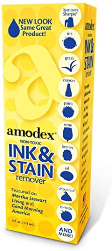 amodex ink amp stain remover for clothes leather and skin - removes ink ballpoint sharpie grease and more works on set-in stains gentle but powerful 4oz120ml bottle pack of 3