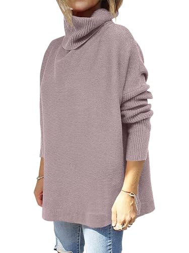 ANRABESS Womens Turtleneck Oversized Sweaters Fall Outfits,Almond,M - image 7