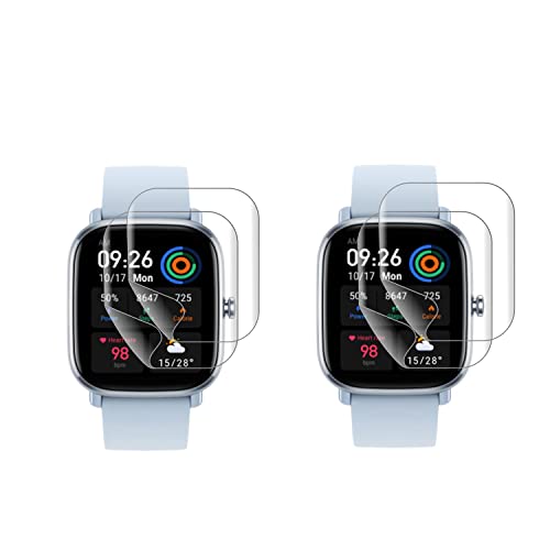 Image of Wisely [Pack 4 New Version SmartWatch Screen Guard Scratch Guard Full Screen Protector Compatible for Amazfit GTS 2 Mini (New Version) 1.55 inch- Flexible TPU - HD Clear (Pack of 4)