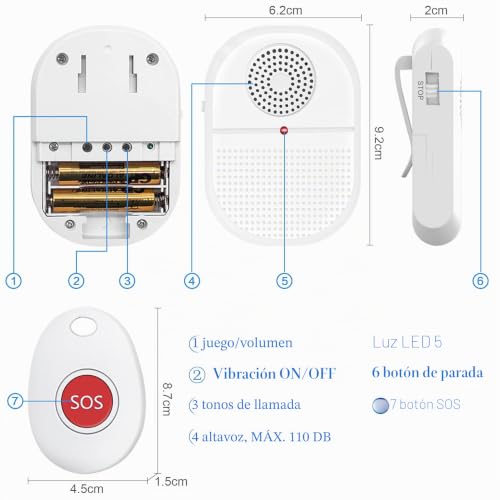 Botón de llamada de emergencia para pacientes con receptor de vibración 7