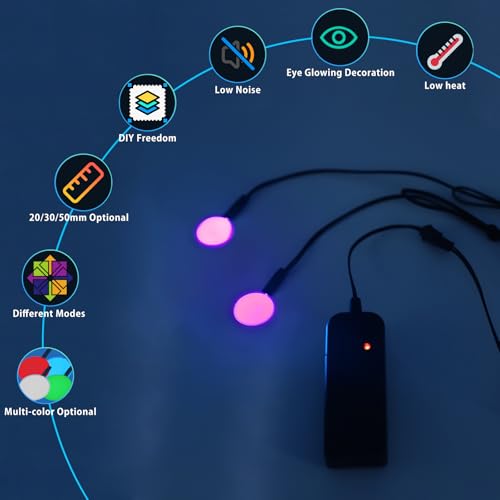Image of Led Eyes for Mask Skeleton Ghost Black Cat Spider Pumpkin Spooky Tree, EL Panels Light for Cosplay DIY Themed Party Decor (pink, 20mm)