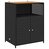 vidaXL Schrank Schwarz 70 x 50 x 87 cm Polyester und Roly Ratten, Garten- und Terrassenmöbel, rechteckig, modern, UV-beständig, stilvoll, leicht und robust für draußen