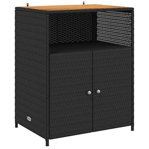 vidaXL Schrank Schwarz 70 x 50 x 87 cm Polyester und Roly Ratten, Garten- und Terrassenmöbel, rechteckig, modern, UV-beständig, stilvoll, leicht und robust für draußen