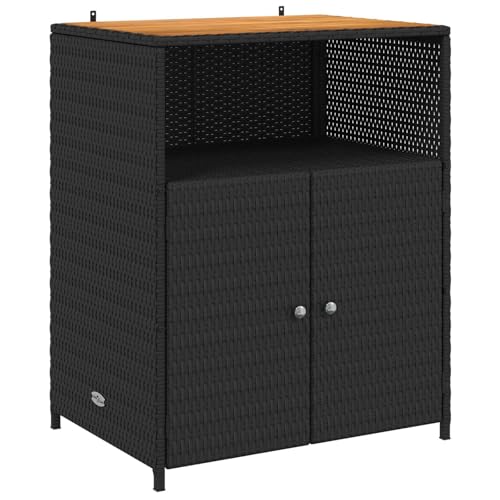 vidaXL Schrank Schwarz 70 x 50 x 87 cm Polyester und Roly Ratten, Garten- und Terrassenmöbel, rechteckig, modern, UV-beständig, stilvoll, leicht und robust für draußen