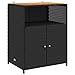 vidaXL Schrank Schwarz 70 x 50 x 87 cm Polyester und Roly Ratten, Garten- und Terrassenmöbel, rechteckig, modern, UV-beständig, stilvoll, leicht und robust für draußen
