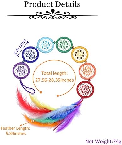 JSDDE 7 Chakra Crystal Dream Catchers Reiki Healing Crystals Bead Dreamcatcher Hanging Ornaments for Decoration Balancing Meditation