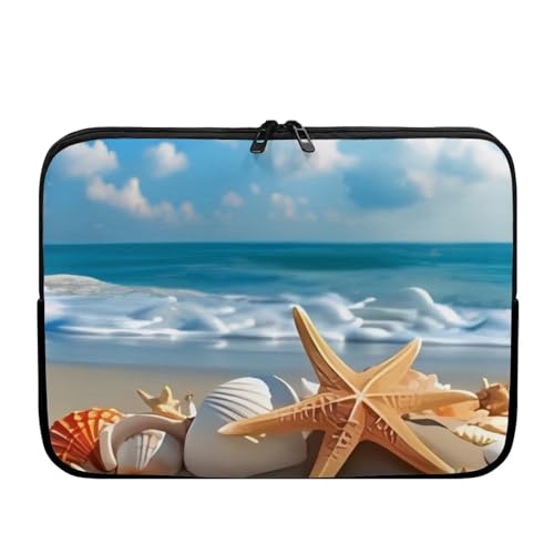 Bivxisrvo Starfish Shell Laptop Bag for Woman 13inch Water Resistant Computer Bag Blue Fashion Briefcase Shockproof Protective Case for Work