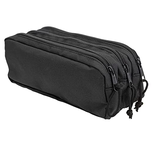 Idena 20121 - Estuche con 3 compartimentos con cremallera, aprox. 9 x 23 x 10 cm estuche grande en negro