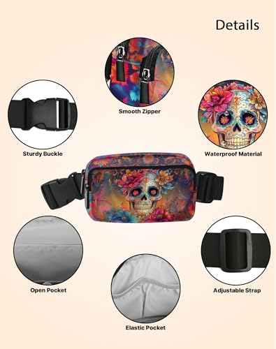 Image of Skull Fanny Pack Lightweight Belt Bag Fashion Waist Pouch | Waterproof, Crossbody Bags for Women, Sports, Running, Traveling, Hiking