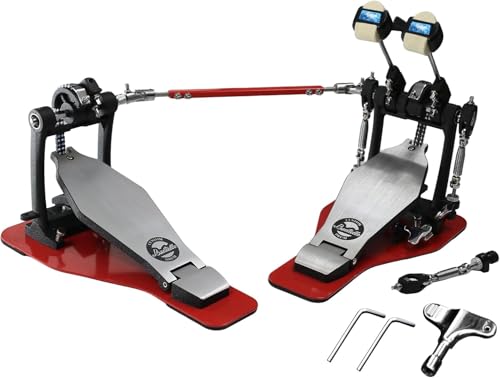 Oversized Double Bass Drum Pedal Dual Chain-Driven Power & Speed Bass Drum Pedal for Bass Drum Drum Kit Oversized Metal Base with Anti-Slip Design