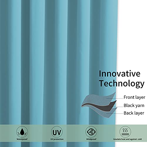 Lushleaf Waterproof Indoor/Outdoor Curtains For Patio - Uv Sun Light Blocking Waterproof Blackout Curtains For Bedroom, Living Room, Porch, Cabana,1 Panel, 100 X 108 Inch, Teal Blue #TOP4
