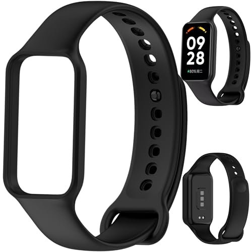 Pulseira para MI Band 8 Active Preto Bracelete em Silicone TPU Regulavel Macia Confortavel e Regulagem para Vários Tamanhos