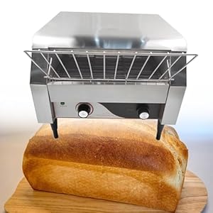 Commerciële transportband broodrooster 150/300/450 plakjes/uur, roestvrij staal zware industriële broodroosters, roestvrijstalen transportband broodrooster voor het maken van muffins/toast/gebak