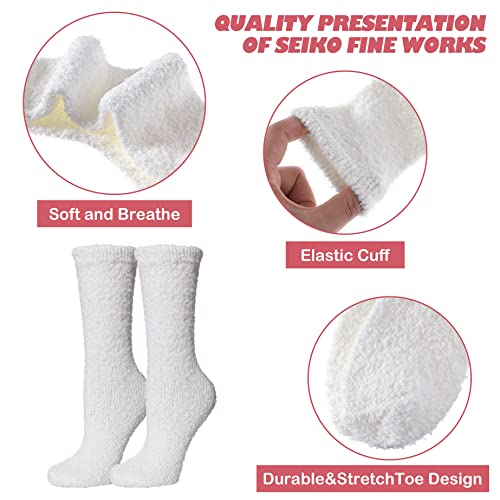 Image of LINEMIN Womens Fuzzy Socks Cozy Fluffy Winter Warm Slipper Socks Microfiber Soft Home Sleeping Socks