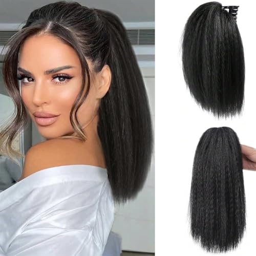 RPAEOY Queue Postiche Volumineuse Cheveux Lisses Naturels Extension Capillaire Pince Papillon Coiffure Queue Cheval Longue