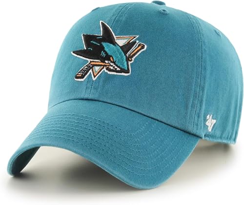 47 NHL Team Color Alternate Primary Logo Clean Up Adjustable Cap Dad Hat Adult One Size Fits All - San Jose Sharks Teal