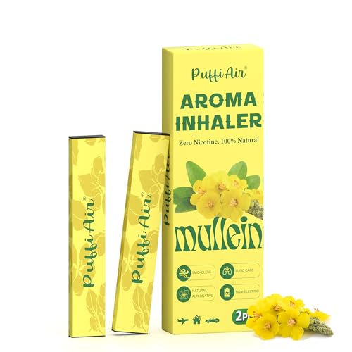 Image of PUFFIAIR Mullein Herbal Air Inhaler | with Mullein Flower & Leaf Extract for Lung Care, Craving & Stress Relief | Nicotine-Free, Smokeless Inhalers & Non-Electric, Usable Anywhere - 2 Pcs