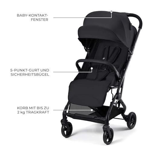 Kinderkraft Indy 3 Passeggino Leggero E Compatto, Chiusura Con Una Mano, Ultraleggero 7,3 Kg, Reclinabile, Cinghia Per Trasporto, Ruote Resistenti, Ideale Per Viaggi E Città, Nero - 5