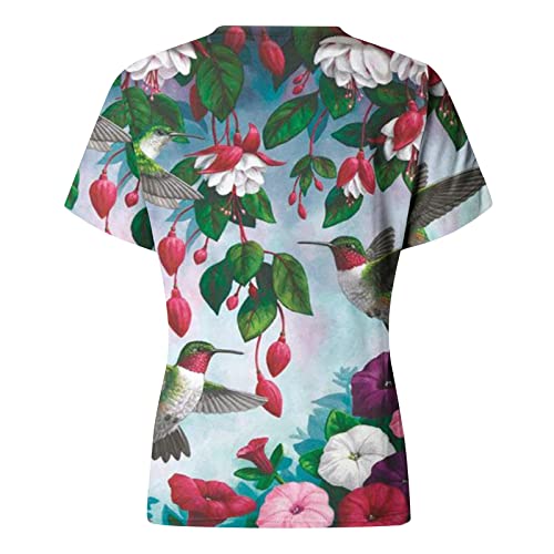Camisetas femininas estampadas de manga curta camisetas de ajuste solto na moda tops elegantes vinta