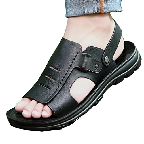 Men's Slippers Leather Sandals Non-Slip Wear-Resistant Beach Shoes Leather Sandals Casual Sandals and Slippers(42)