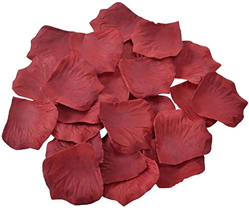 KnR Harmony Silk Rose Petals Dark Red 1200 pcs Artificial Rose Flower Petals for Romantic Night Valentine ' s Day Decoration Wedding Party Event
