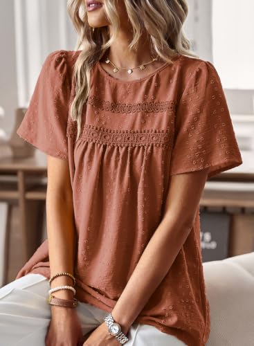 Image of Falechay Womens Summer Tops Flowy Boho Shirts Dressy Casual Short Sleeve