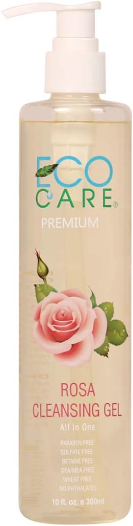 ECOCARE Rosa Cleansing Gel, 10 fl. oz. - For Dry to Normal - All-in-One, Head-To-Toe Liquid Soap - Strengthen Skin Barrier - Retain Moisture for Longer - No Sulfate and No Paraben - Made in USA