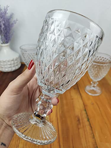 JOGO 6 TAÇAS DE VIDRO 300ML BICO DE ABACAXI TRANSPARENTES