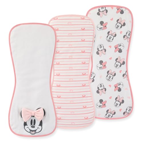 Image of Disney Baby Minnie Mouse Burp Cloths 3 Pack Soft Absorbent 20 inch x 10 inch Leakproof Burping Rags for Newborn and Infants