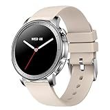 MONOMAM CHIC スマートウォッチ レディース 小さめ iPhone対応 アンドロイド対応 AMOLED 常時表示 丸型 ベルト幅20mm メンズ 活動量計 Line 着信通知 (Soy Latte)