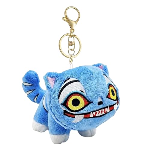Nhemeylp Kpop Tiger Toy Plush Keychain Blue Soft Bag Charm with Hook Derpy Tiger Plush Keyring for Boys Girls Fans Handbag Charms Halloween Birthday Gifts and Desktop Decor (15 * 8cm)