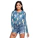 Cartoon Winter Penguin See Through Tops for Women Mesh Sheer Tops Long Sleeve Women Blouse Zipper Handle Swimming Pool Beach Camping Size XXL