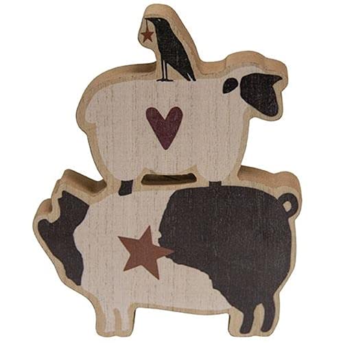Hearthside Wood Animal Critter Stack Chunky Shelf Sitter - Crow