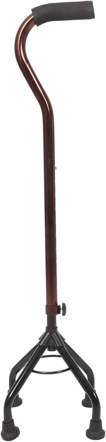 Aluminum Alloy Adjustable 4-leg Walking Cane with Curved Handle for Elderly Men, Nonslip Quad Walking Stick for Balance Support and Outdoor Mobility Aid