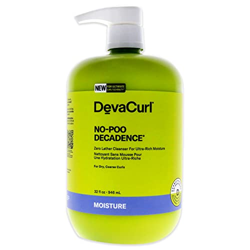 DevaCurl No-Poo Decadence Non-Lathering Cleanser for Ultra-Rich Moisture, Green Oasis, 32 fl. oz