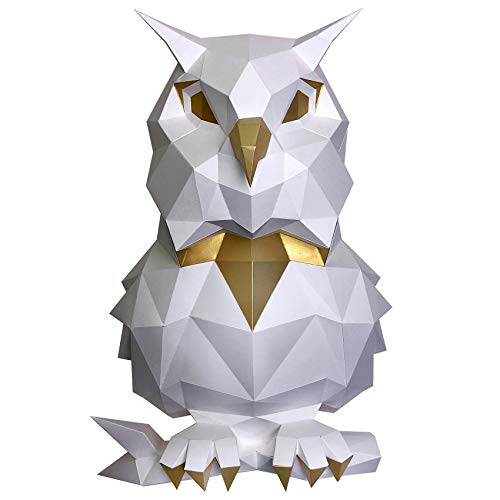 Paperraz DIY 3D Owl Sculpture Puzzle Low Poly PaperCraft Building Kit - NO