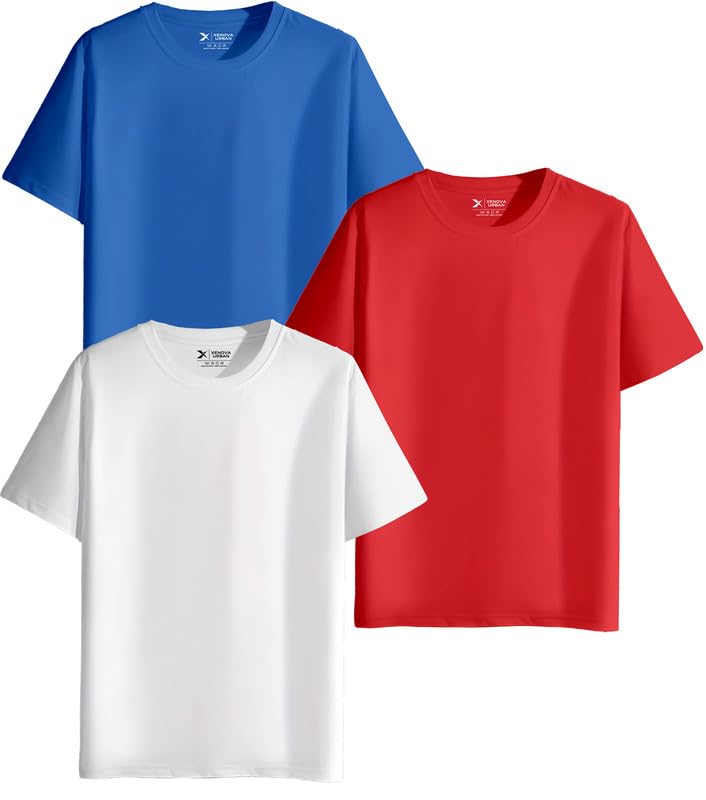 Image of XENOVAURBAN Unisex Regular Cotton Combo of 3 Solid Color Tshirt