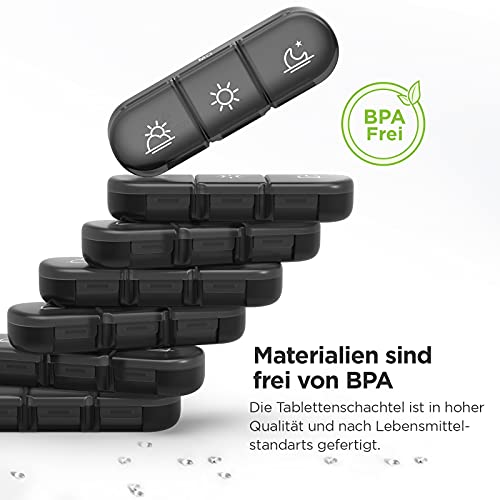 AUVON Tablettenbox 7 Tage 3 Fächer, Doppelter Schutz für Reisen, BPA-frei – Ansicht 6