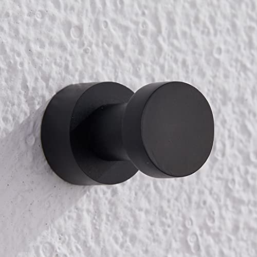 Premium Designer Towel Hooks - Matte Black Bathroom Hook Wall Towel Hooks (2 Pack) - Coat Hooks, Heavy Duty Robe Hook Holder For Bathroom, Kitchen, Home,, Office & Cabinet (Matte Black Round #TOP1
