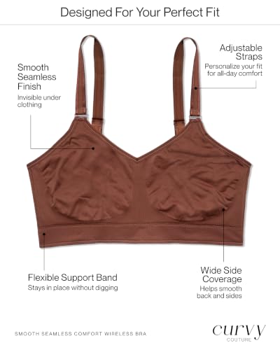 Image of Curvy Couture Women's Plus Size Wireless Bra - Seamless, Soft & Comfortable Fit