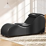 ijuicy Ergonomic Yoga Chair for Adults-Modern Curved Chaise Lounge with Adjustable Cushions, Faux Leather Yoga Stretching Chair for Home Gym, Bedroom & Meditation, Black