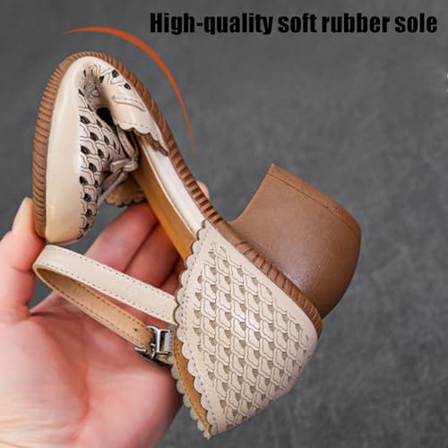 Women's Cowhide Leather Bow Chunky Heel Mary Jane Mid Block Heel Cut Out Soft Bottom Ankle Strap Buckle Dress Pumps Breathable Non Slip Nurse Walking Shoes4