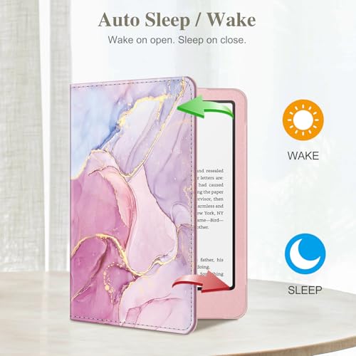 Image of Fintie Case for 7 inch /6.8 inch Kindle Paperwhite(12th /11th Generation-2024 /2021) and Kindle Colorsoft Signature Edition -Slim Foldable Stand Cover Auto Wake /Sleep for Paperwhite 2024,Glittering Marble