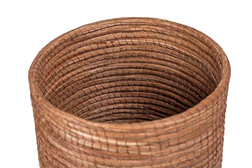 Jose Artesano Pine Needle (Ocoxal) Waste Basket, 9.8 In X 9.8 In, Cylindrical, Wicker Trash Can, Natural, 100% Sustainable, Organic And Vegan #TOP4