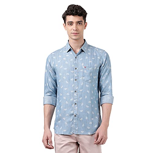 Printed Denim Slim Fit Shirt at Amazon 