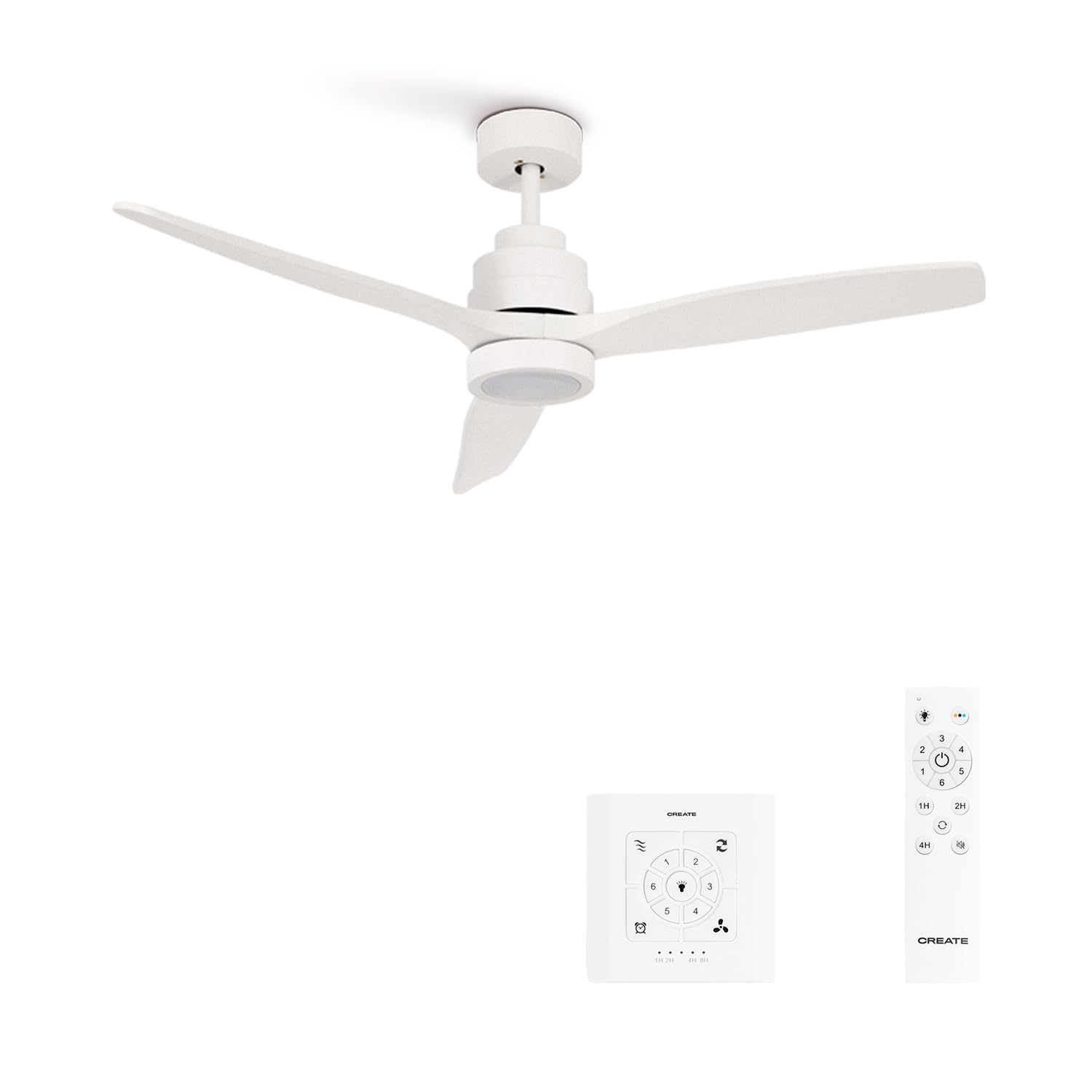 CREATE Windcalm Line Plafondventilator met verlichting, wit met verticale lijnen, wifi en afstandsbediening, 40 W, 132 cm, 6 snelheden, 3 lichttemperaturen, zomer-wintermodus CREATE Windcalm Line Plafondventilator met verlichting, wit met verticale lijnen, wifi en afstandsbediening, 40 W, 132 cm, 6 snelheden, 3 lichttemperaturen, zomer-wintermodus