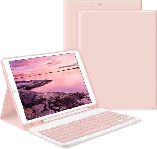 Samsung Galaxy Tab S9 FE Plus/S10 Plus/S9 Plus ile uyumlu Kılıf Kablosuz Klavyeli Case Mobax Türkçe X610-16-810-18 X820 Pembe Açık
