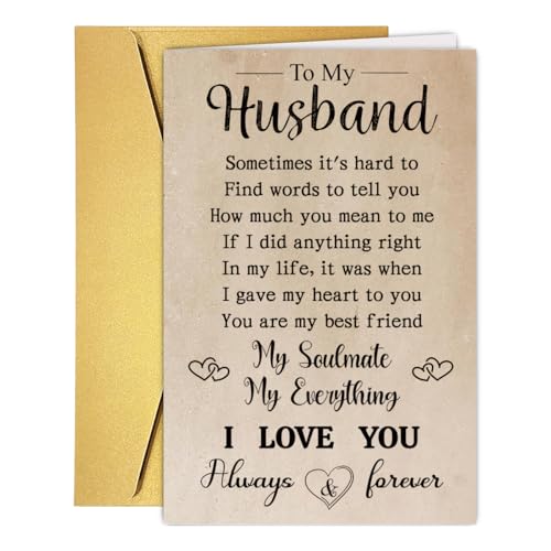 Heartfelt Anniversary Card for Husband Hubby From Wife, Sweet Birthday Card Gift for Husband, Romantic Wedding Anniversary Card from Wife, Love You Gift, Unique Bday Decor For Couple Parther Lover Men