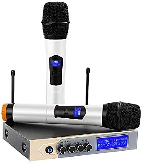 Archeer UHF Bluetooth Wireless Microphone System with LCD Display, Dual Channel Handheld Microphone